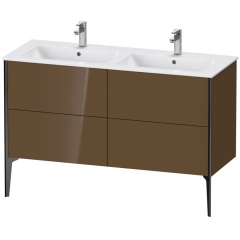 Bild von Duravit XViu 4485 Waschtischunterbau stehend, 4 Auszüge, für Doppelwaschtisch ME by Starck 233613, 1280x480 mm, Farbe (Front/Korpus): schwarz matt/olive braun hgl.
