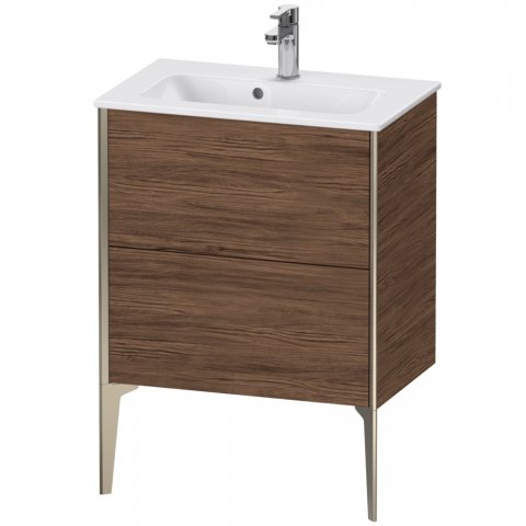 Bild von Duravit XViu 4488 Waschtischunterbau stehend Compact, 2 Auszüge, für Waschtisch ME by Starck 234263, 610x390 mm, Farbe (Front/Korpus): Champagner matt/nussbaum dunkel - XV44880B121