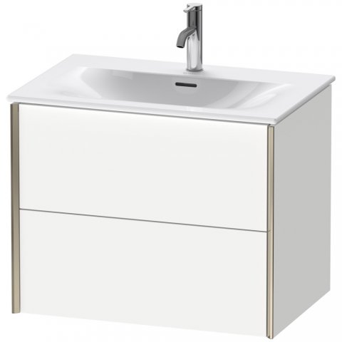 Bild von Durait XViu 4133 Waschtischunterbau wandhängend, 2 Schubkästen, für Waschtisch Viu 234473, 710x480 mm, Farbe (Front/Korpus): weiß matt/Champagner matt - XV41330B118