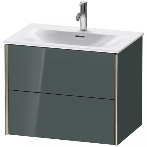 Bild von Durait XViu 4133 Waschtischunterbau wandhängend, 2 Schubkästen, für Waschtisch Viu 234473, 710x480 mm, Farbe (Front/Korpus): Champagner matt/dolomiti Grey hgl - XV41330B138