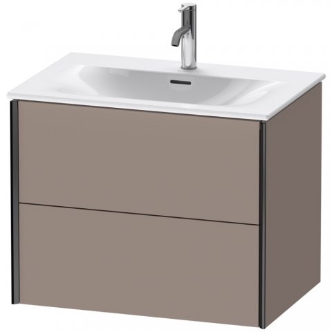 Bild von Durait XViu 4133 Waschtischunterbau wandhängend, 2 Schubkästen, für Waschtisch Viu 234473, 710x480 mm, Farbe (Front/Korpus): schwarz matt/Basalt matt - XV41330B243