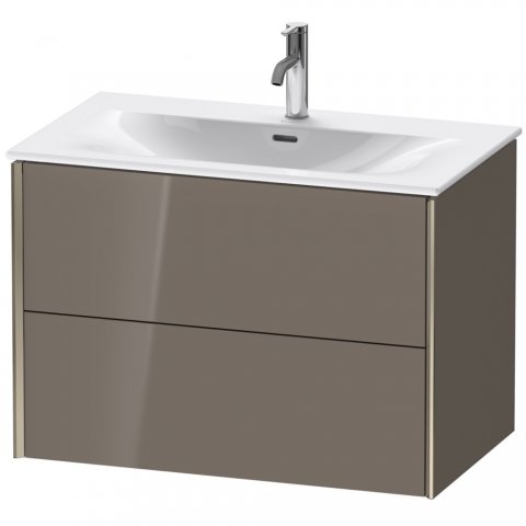 Bild von Durait XViu 4134 Waschtischunterbau wandhängend, 2 Schubkästen, für Waschtisch Viu 234483, 810x480 mm, Farbe (Front/Korpus): Champagner matt/Flannel Grey hgl. - XV41340B189