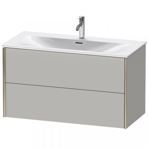 Bild von Durait XViu 4135 Waschtischunterbau wandhängend, 2 Schubkästen, für Waschtisch Viu 234410, 1010x480 mm, Farbe (Front/Korpus): Champagner matt/betongrau matt - XV41350B107