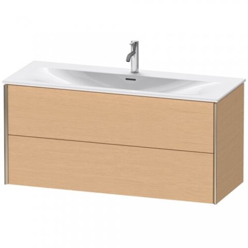 Bild von Durait XViu 4136 Waschtischunterbau wandhängend, 2 Schubkästen, für Waschtisch Viu 234412, 1210x480 mm, Farbe (Front/Korpus): champagner matt/eiche gebürstet