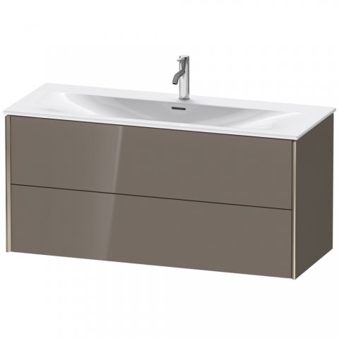 Bild von Durait XViu 4136 Waschtischunterbau wandhängend, 2 Schubkästen, für Waschtisch Viu 234412, 1210x480 mm, Farbe (Front/Korpus): Champagner matt/Flannel Grey hgl. - XV41360B189