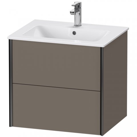 Bild von Duravit XViu 4125 Waschtischunterbau wandhängend, 2 Schubkästen, für Waschtisch Me by Starck 233663, 610x480 mm, Farbe (Front/Korpus): schwarz matt/Flannel Grey sm. - XV41250B290