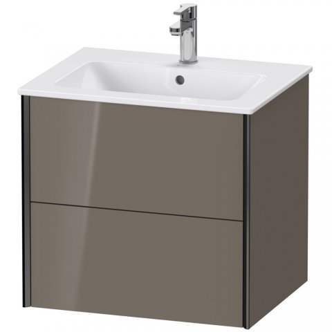 Bild von Duravit XViu 4125 Waschtischunterbau wandhängend, 2 Schubkästen, für Waschtisch Me by Starck 233663, 610x480 mm, Farbe (Front/Korpus): schwarz matt/Flannel Grey hgl. - XV41250B289