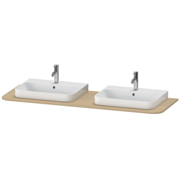 Bild von Duravit Happy D.2 Plus Konsole HP032H, 1600x550 mm, 2 Ausschnitte, für Waschtischunterbau HP4936, HP4946, HP4956, HP4964, HP4974, Farbe (Front/Korpus): Mediterrane Eiche Echtholzfurnier - HP032HB7171
