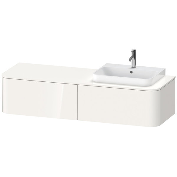 Bild von Duravit Happy D.2 Plus Waschtischunterbau für Konsole wandhängend, 1600x550 mm, 2 Auszüge, für Aufsatzbecken Position rechts, Farbe (Front/Korpus): Weiß Hochglanz Dekor - HP4944R2222