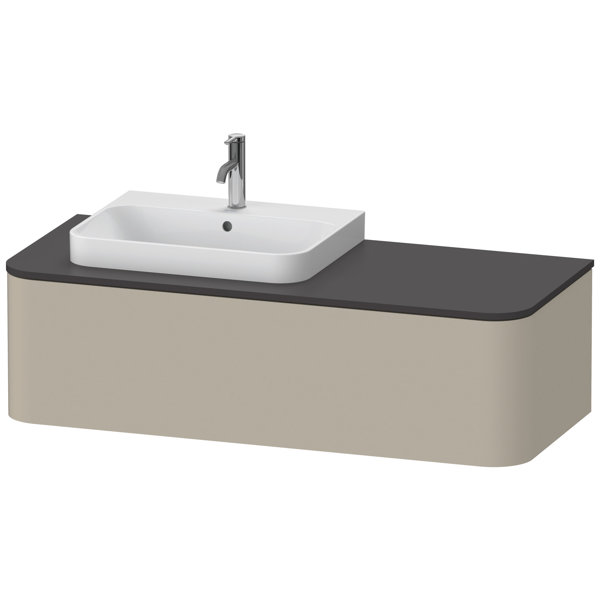 Bild von Duravit Happy D.2 Plus Waschtischunterbau für Konsole wandhängend, 1300x550 mm, 1 Auszug, für Aufsatzbecken Position links, Farbe (Front/Korpus): Taupe Seidenmatt Lack