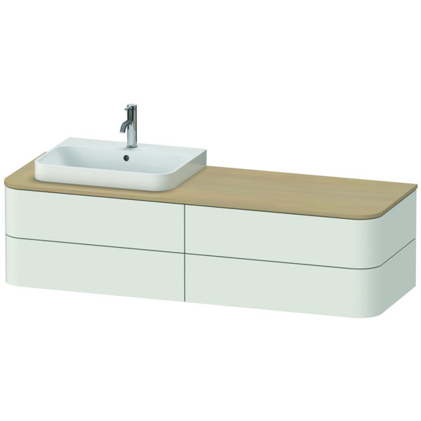 Bild von Duravit Happy D.2 Plus Waschtischunterbau für Konsole wandhängend, 1600x550 mm, 4 Schubkästen, für Aufsatzbecken Position Links, Farbe (Front/Korpus): Nordic Weiß Seidenmatt Lack - HP4973L3939