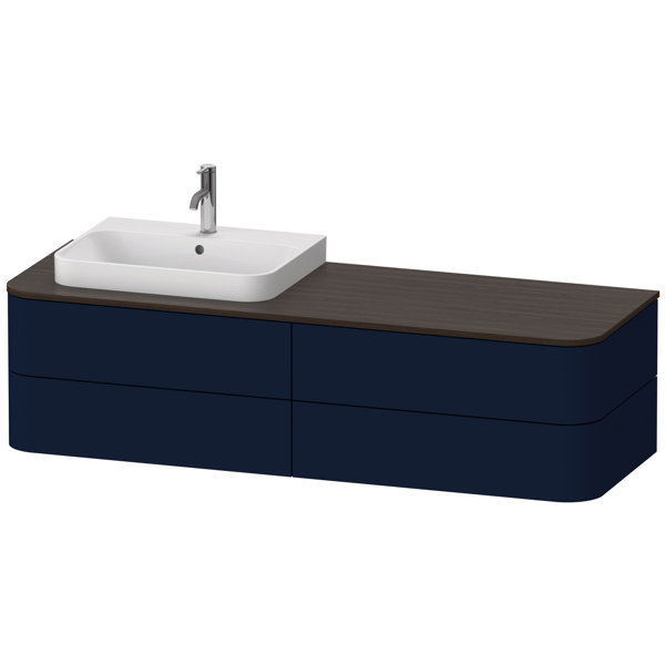 Bild von Duravit Happy D.2 Plus Waschtischunterbau für Konsole wandhängend, 1600x550 mm, 4 Schubkästen, für Aufsatzbecken Position Links, Farbe (Front/Korpus): Nachtblau Seidenmatt Lack - HP4973L9898