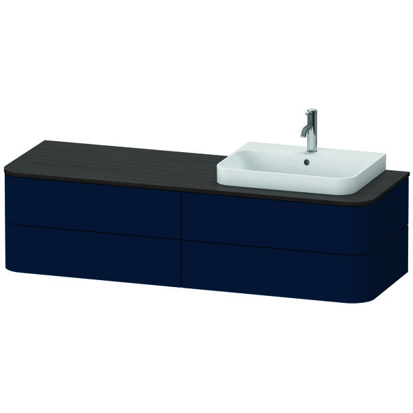Bild von Duravit Happy D.2 Plus Waschtischunterbau für Konsole wandhängend, 1600x550 mm, 4 Schubkästen, für Aufsatzbecken Position rechts, Farbe (Front/Korpus): Nachtblau Seidenmatt Lack - HP4973R9898