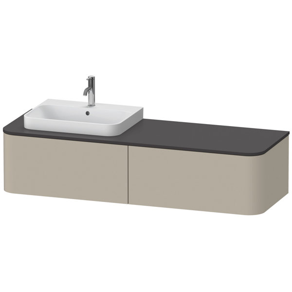 Bild von Duravit Happy D.2 Plus Waschtischunterbau für Konsole wandhängend, 1600x550 mm, 2 Auszüge, für Aufsatzbecken Position Links, Farbe (Front/Korpus): Taupe Seidenmatt Lack - HP4944L6060