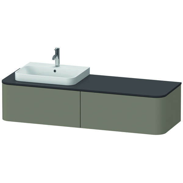 Bild von Duravit Happy D.2 Plus Waschtischunterbau für Konsole wandhängend, 1600x550 mm, 2 Auszüge, für Aufsatzbecken Position Links, Farbe (Front/Korpus): Steingrau Seidenmatt Lack - HP4944L9292