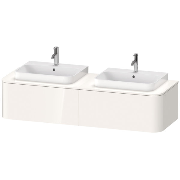 Bild von Duravit Happy D.2 Plus Waschtischunterbau für Konsole wandhängend, 1600x550 mm, 2 Auszüge, für 2 Möbelwaschtische, Farbe (Front/Korpus): Nussbaum gebürstet Echtholzfurnier