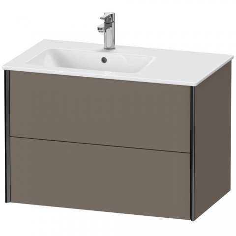 Bild von Duravit XViu 4158 Waschtischunterbau wandhängend, 2 Schubkästen, für Waschtisch Me by Starck 234583 Becken Links, 810x480 mm, Farbe (Front/Korpus): schwarz matt/Flannel Grey sm. - XV41580B290