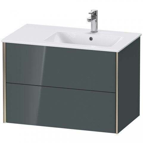 Bild von Duravit XViu 4159 Waschtischunterbau wandhängend, 2 Schubkästen, für Waschtisch Me by Starck 234683 Becken rechts, 810x480 mm, Farbe (Front/Korpus): Champagner matt/dolomiti Grey hgl - XV41590B138