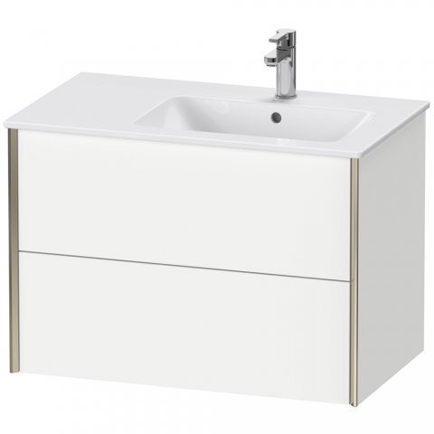 Bild von Duravit XViu 4159 Waschtischunterbau wandhängend, 2 Schubkästen, für Waschtisch Me by Starck 234683 Becken rechts, 810x480 mm, Farbe (Front/Korpus): schwarz matt/amerik.nussbaum - XV41590B213