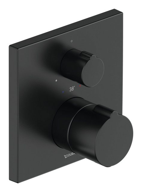 Bild von Duravit C.1 Brausethermostat Unterputz, eckige Rosette, 1 Verbraucher, mit Abstellventil, C142000150, Farbe: Schwarz Matt