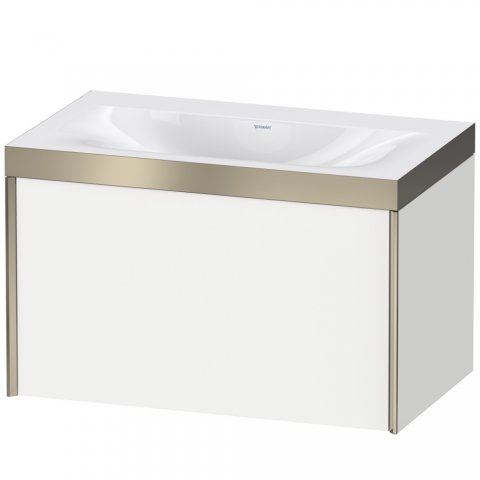Bild von Duravit XViu 4610 Möbelwaschtisch c-bonded, ohne Hahnloch, mit Unterbau wandhängend, 1 Auszug, 800x480, Farbe (Front/Korpus): champagner matt/tess. kirschbaum