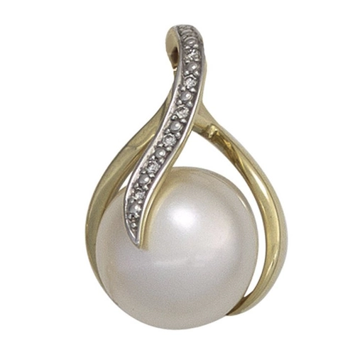 Bild von Schmuck Krone Perlenanhänger mit sW-Perle und Brillanten