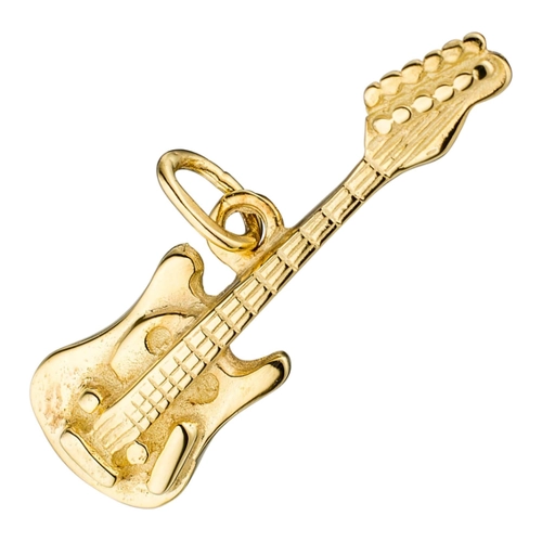 Bild von Attraktiver Schmuck Krone Kettenanhänger Gitarre aus 925 Silber vergoldet