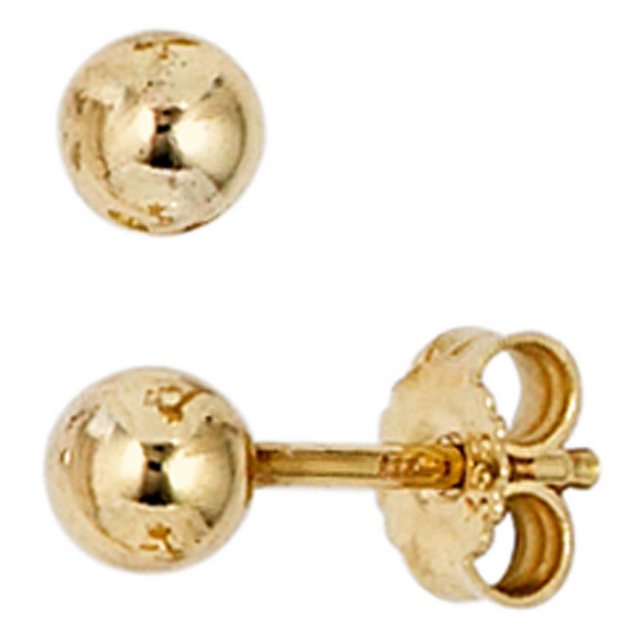 Bild von Schmuck Krone Paar Ohrstecker Ohrstecker aus 333 Gelbgold Kugel Ø 4mm, Gold 333