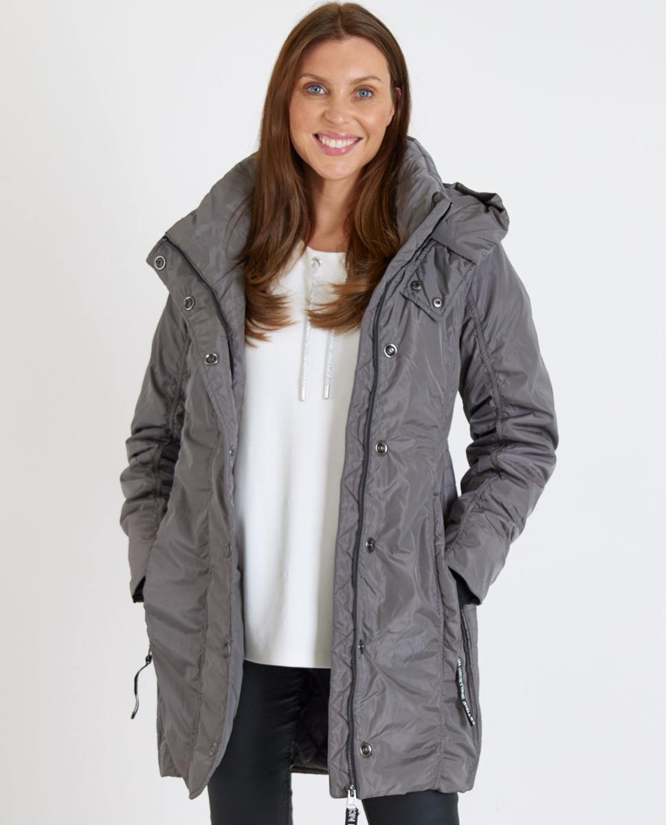 Bild von Lange Kapuzen Jacke mit Smokdetails