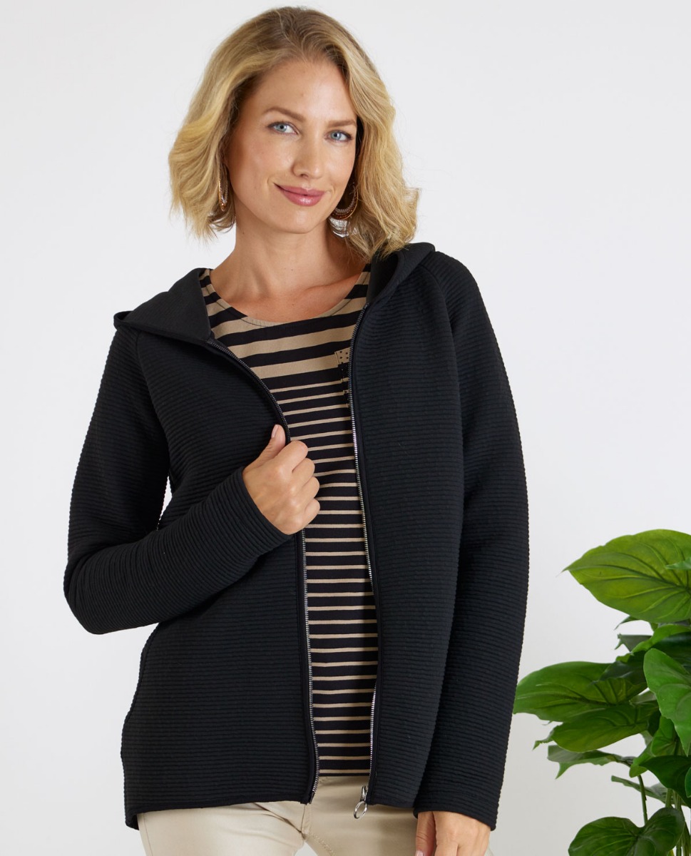 Bild von Gerippte Kapuzenjacke mit Zipper