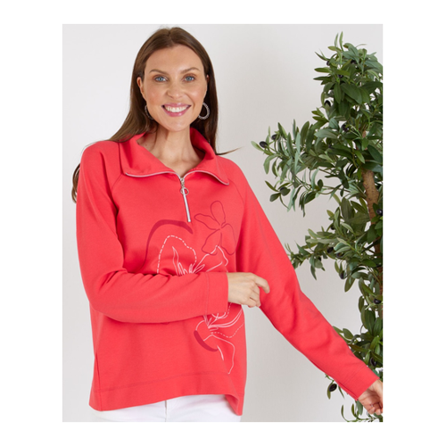 Bild von Sweatshirt mit Blumendruck – Stilvoll und Bequem