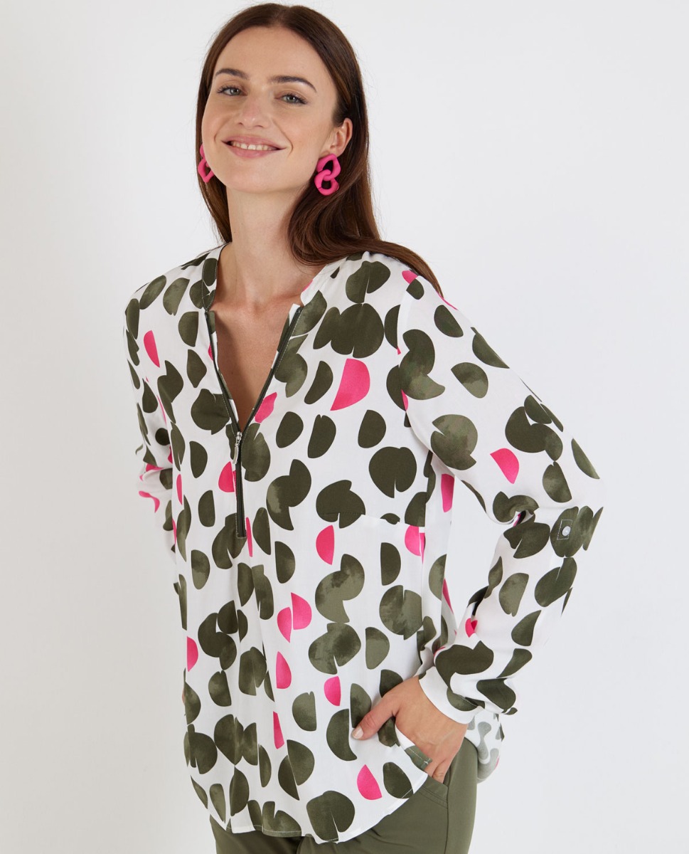 Bild von Druckbluse mit Zipper Ausschnitt