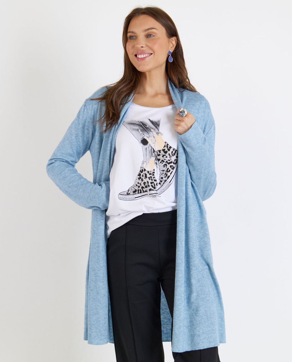 Bild von Lange Melange Jacke in Blau