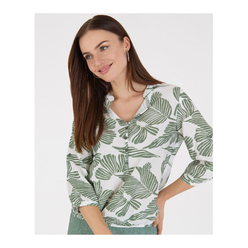 Bild von Bluse mit Blätterdruck in Grün