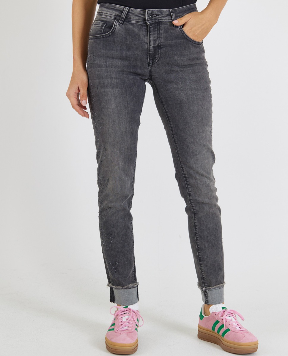 Bild von Graue Power-Stretch Denim mit Strass