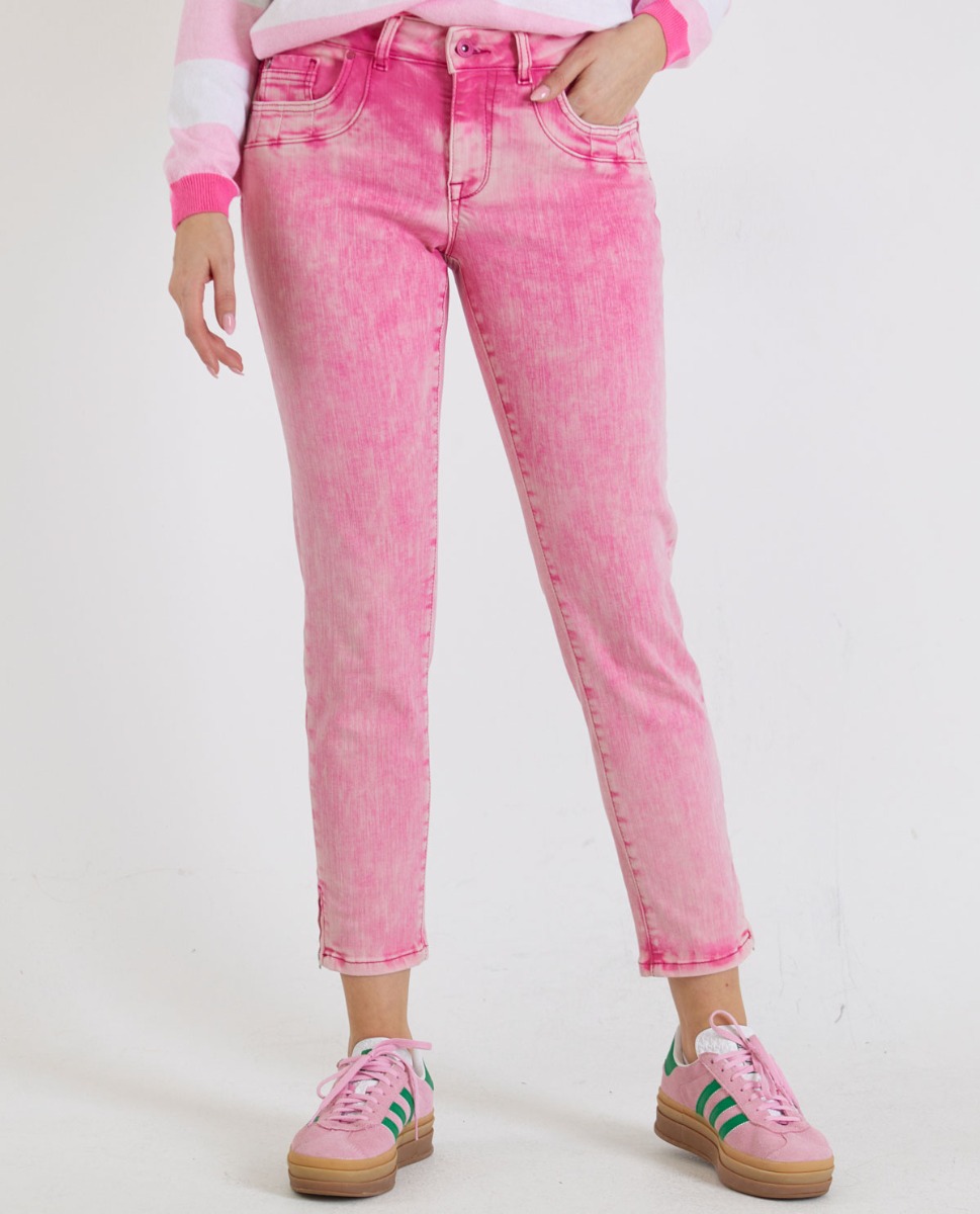 Bild von Pinke Power-Stretch-Denim mit Zipper