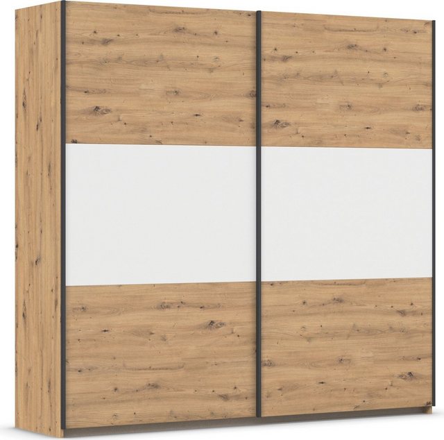 Bild von Rauch Möbel Neo, Schwebetürenschrank, Kleiderschrank, Kleiderschränke, Garderobe, Schrank mit Stauraum, 2-türig, Farbe Eiche Artisan/Weiß, Holz, 218x210x59cm