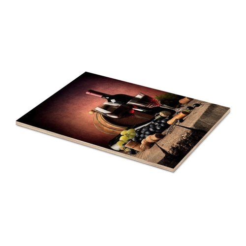 Bild von Holzbild „Rotwein mit Trauben und Korken“ von Editors Choice