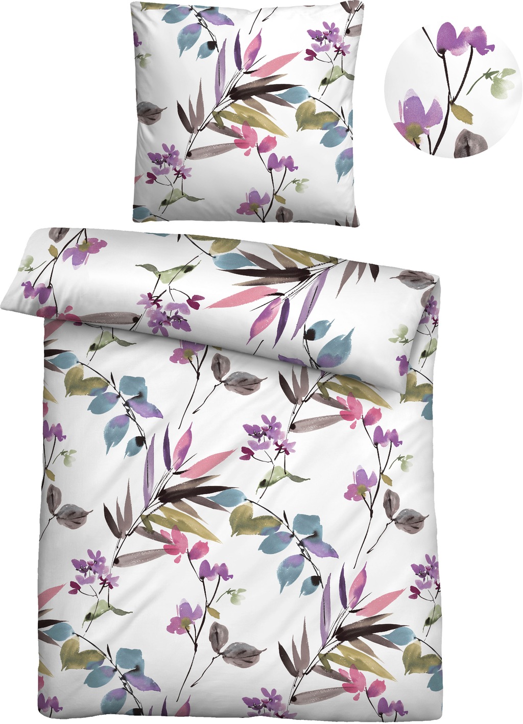 Bild von Biberna Bettwäsche "Maria in Gr. 135x200 oder 155x220 cm", aus Baumwolle, florale Bettwäsche in Soft-Seersucker Qualität
