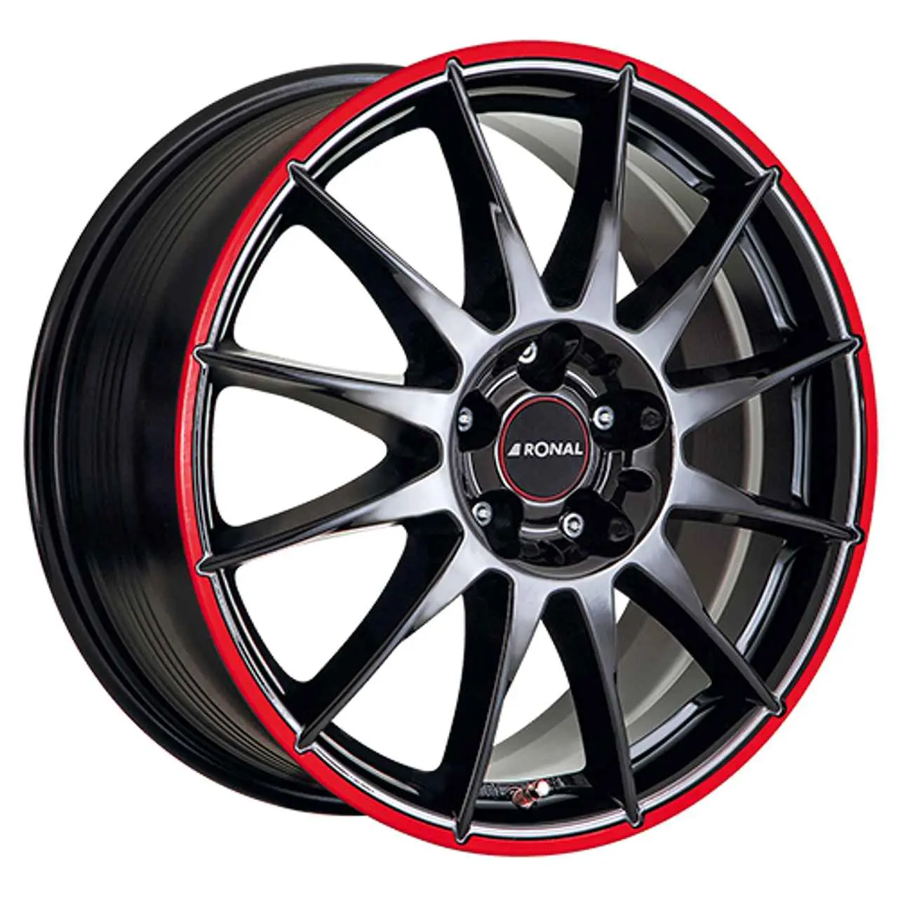 Bild von RONAL R54 MCR JETBLACK RED RIM 4X108 ET25 HB65.1 R54 MCR JETBLACK RED RIM