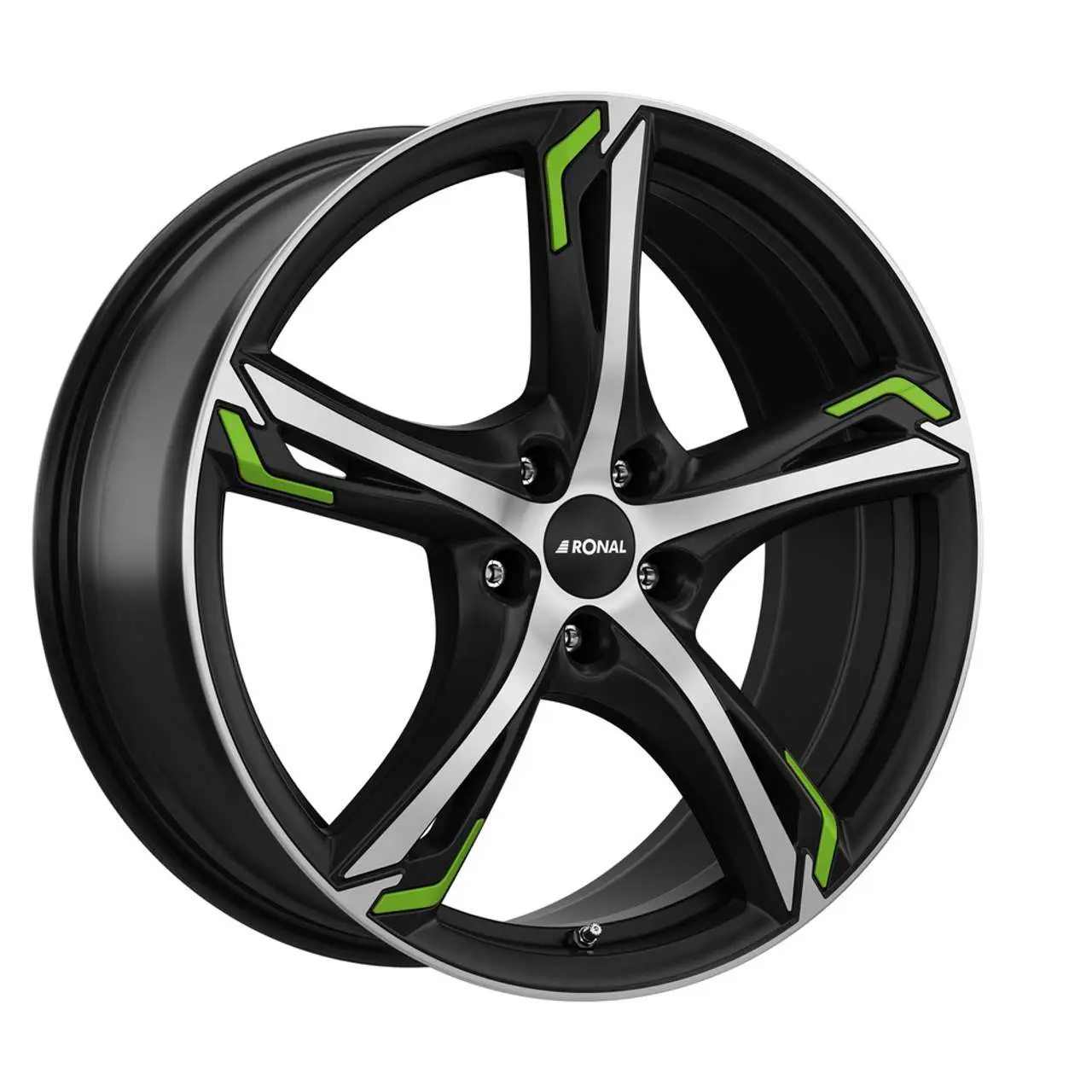 Bild von RONAL RONAL R62 GREEN jetblack-matt-frontkopiert 7.5Jx18 5x100 ET45