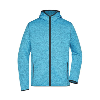 Bild von Herren Strick Kapuzenjacke JN589, blau-melange/schwarz, Größe XXL