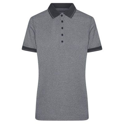 Bild von Damen Melange Poloshirt JN705, schwarz-melange/schwarz, Größe S