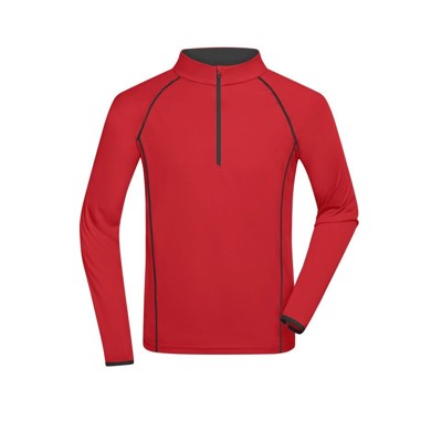 Bild von Herren Langarm Sportshirt JN498, rot/schwarz, Größe L