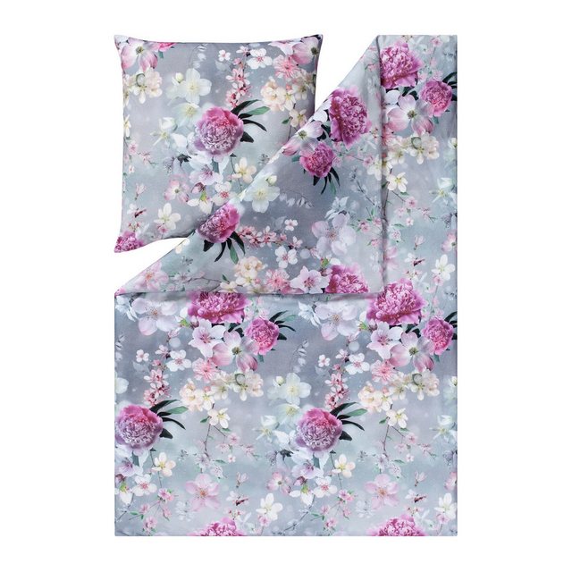 Bild von Estella Bettwäsche Romantica 4453 820 Silber, Flanell, 2 teilig, Blumen, Blüten, Zweige