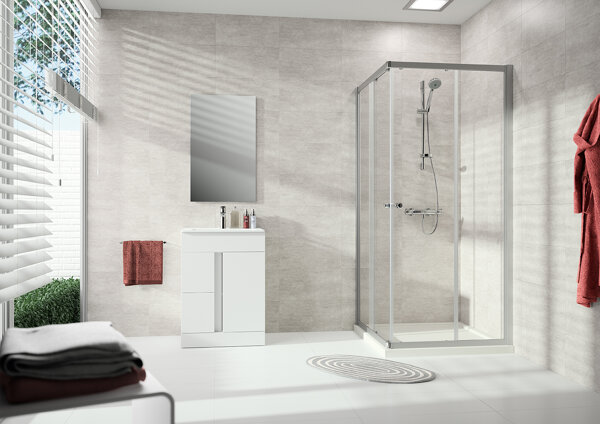 Bild von Hüppe Alpha 2 Gleittüreckeinstieg, 2-teilig, 4-Eck, teilgerahmt, 750x900x2000mm, A20113, Duschkabinen: Profilfarbe silber matt Glas ESG Privatima mit ANTI-PLAQUE