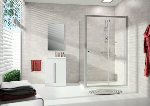Bild von Hüppe Alpha 2 Seitenwand, 800x1900mm, teilgerahmt, A20503, Duschkabinen: Profilfarbe silber matt Glas ESG Privatima mit ANTI-PLAQUE
