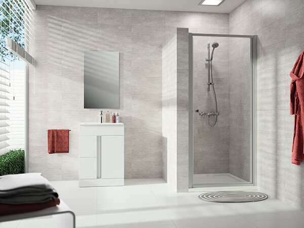 Bild von Hüppe Alpha 2 Schwingtür, in Nische, 880x2000mm, teilgerahmt, A25015, Duschkabinen: Profilfarbe weiß Glas ESG klar