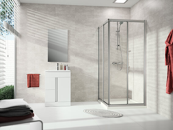 Bild von Hüppe Alpha 2 Gleittüreckeinstieg, 2-teilig, 4-Eck, vollgerahmt, 800x800x1900mm, A22002, Duschkabinen: Profilfarbe weiß Glas ESG klar