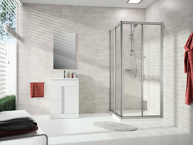 Bild von Hüppe Alpha 2 Gleittüreckeinstieg, 2-teilig (1/2), 4-Eck, vollgerahmt, 800x1900mm, A22103, Duschkabinen: Profilfarbe silber matt Glas ESG Privatima
